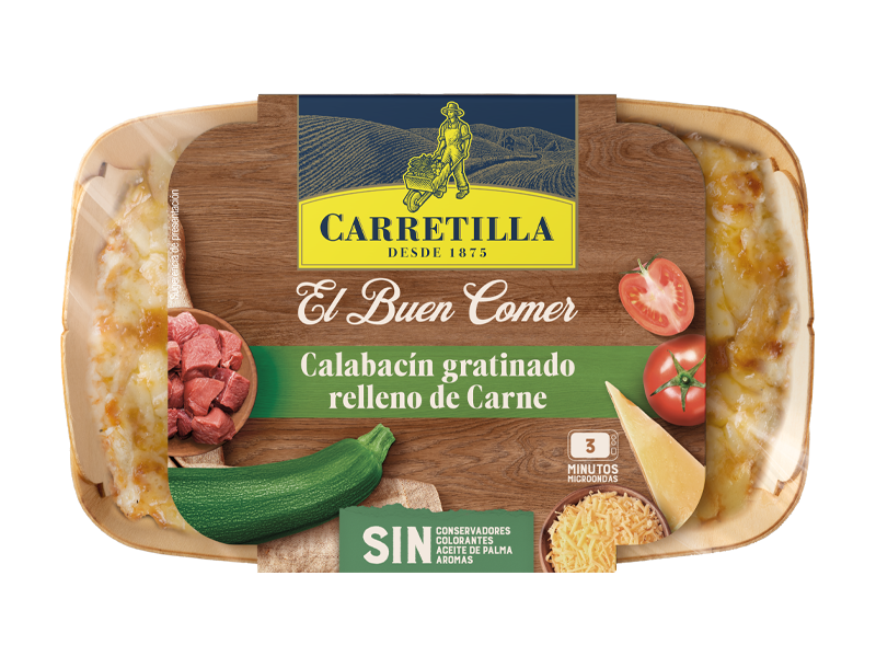 Calabacín gratinado relleno de carne