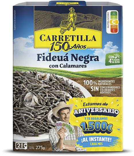 Fideuá Negra con Calamares